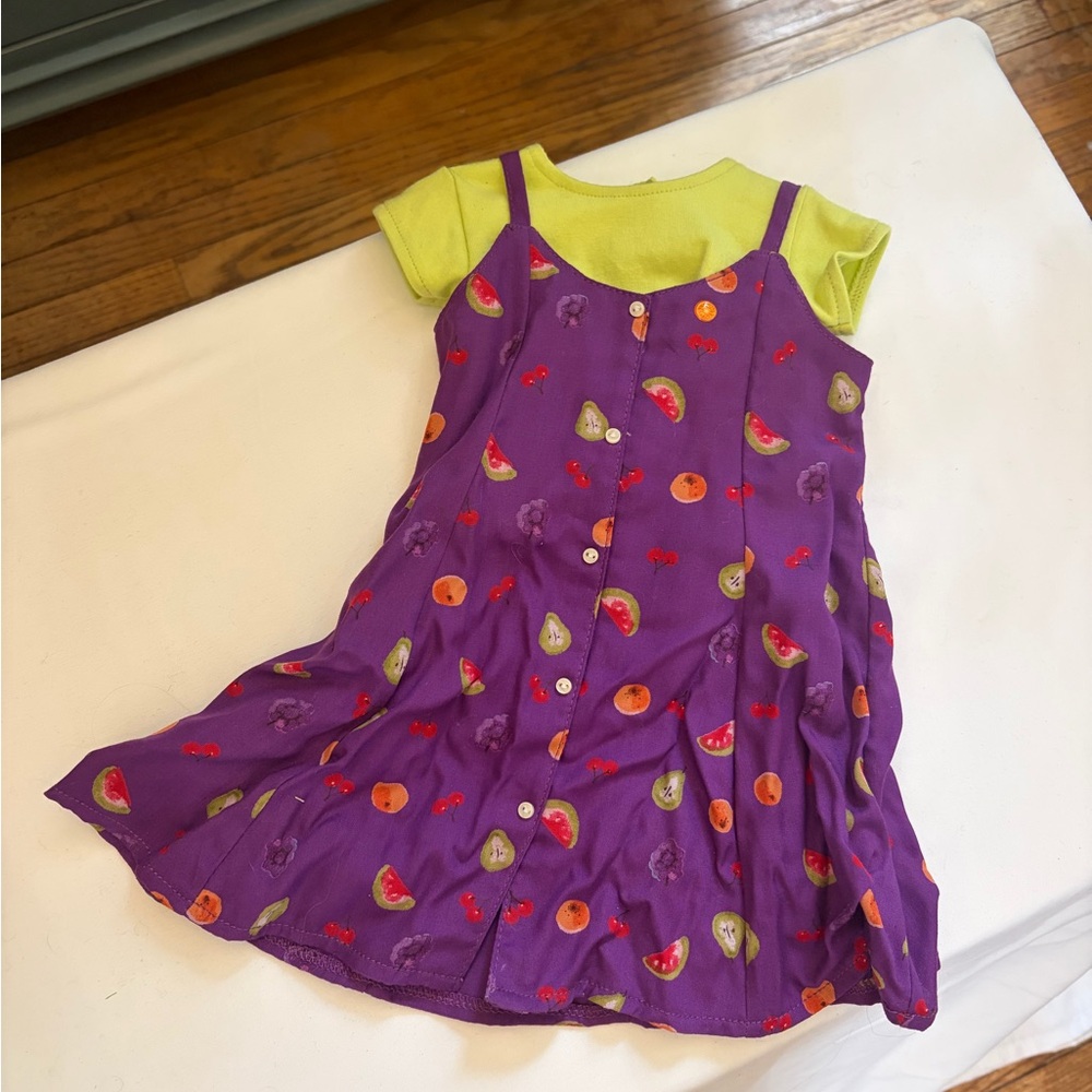 American Girl Modern Fruit Print Purple Dress with Green Tee